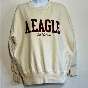 American Eagle Vintage Cream Sweat Shirt Outdoors Over Sized Beach Size XS